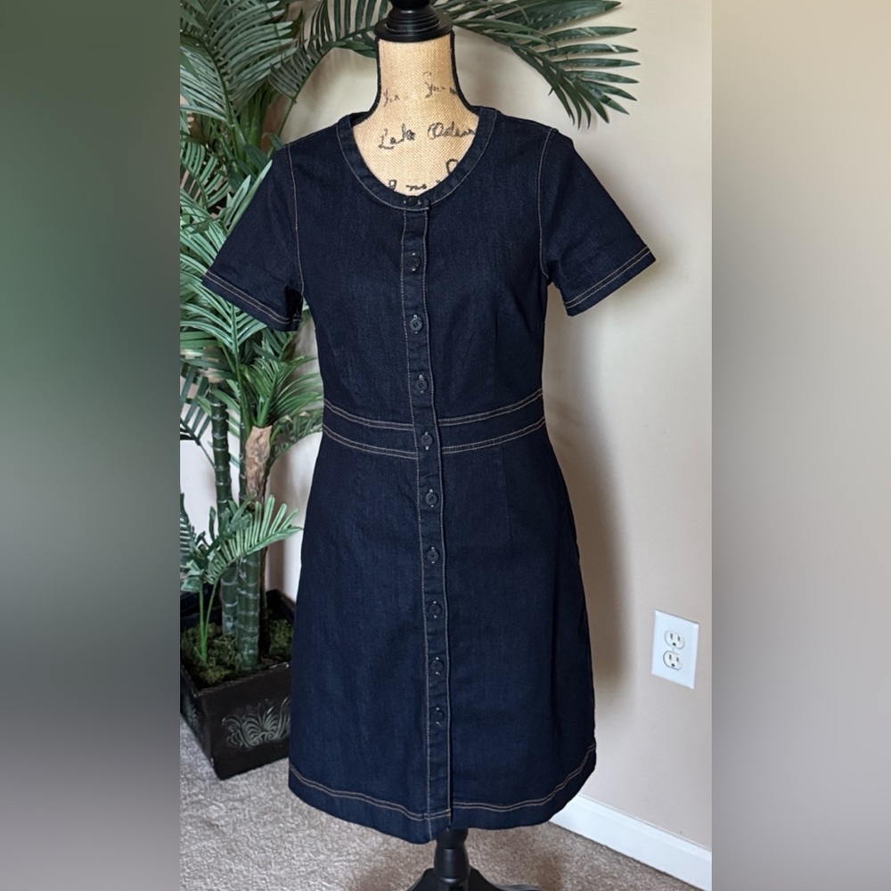 Dark Blue Button-Down Dress
